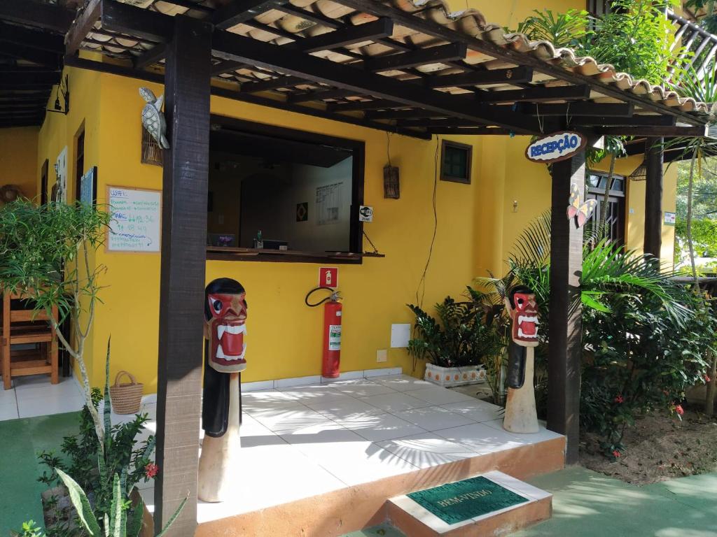 A recepção da pousada